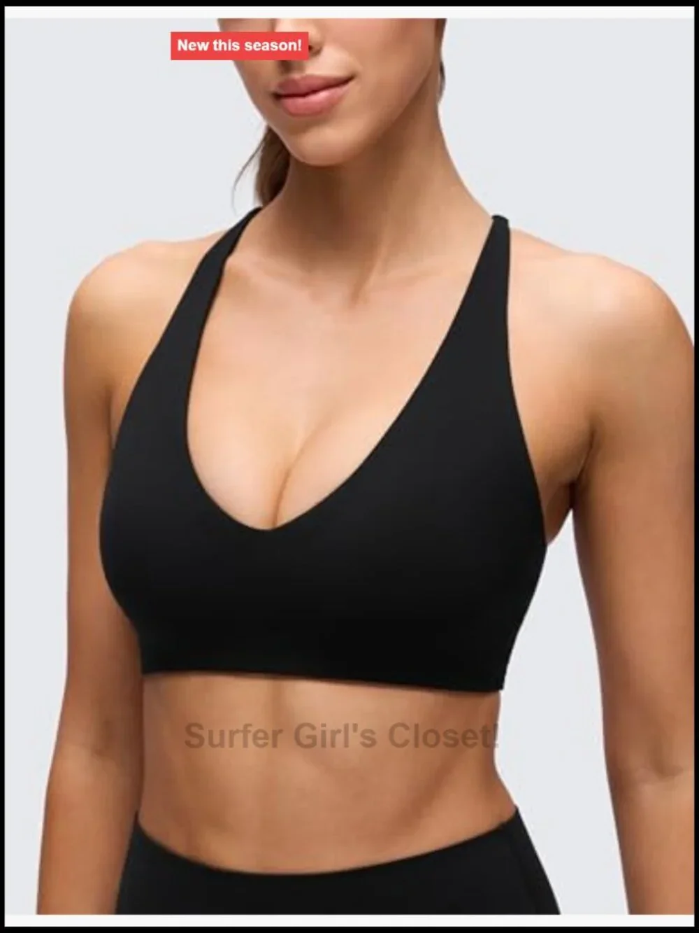Butterluxe V Neck Twist Back Sports Bra Light Support Yoga